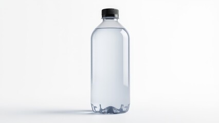 Realistic water bottle label mockups with a blank label, condensation, and subtle lighting for product branding.