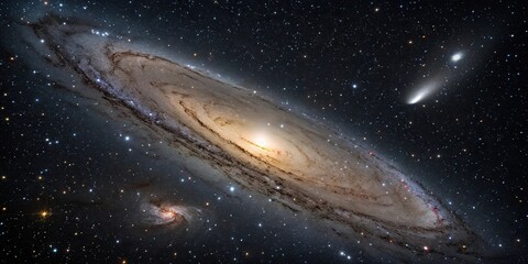 Wall Mural - a breathtaking view of the andromeda galaxy and its surrounding starry night sky, distant planets, s
