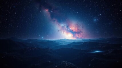 Wall Mural - an otherworldly landscape of glowing stars set against a backdrop of deep space with distant galaxie