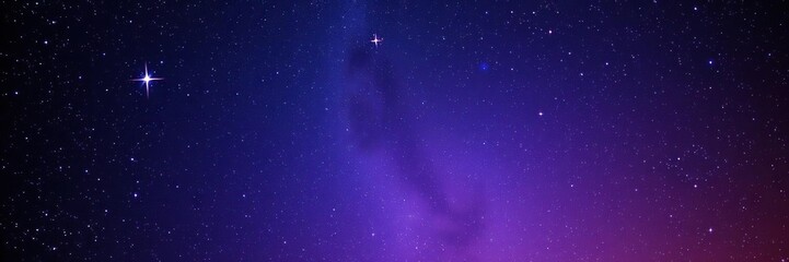 Wall Mural - a vast expanse of twinkling stars set against a deep purple galaxy background with vibrant shades of