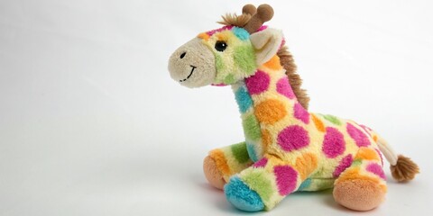 Wall Mural - Colorful plush giraffe with soft texture, animal, neutral, object, nature