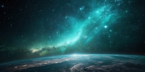 Wall Mural - ethereal teal light filling a cosmic space, universe, luminous, cosmic