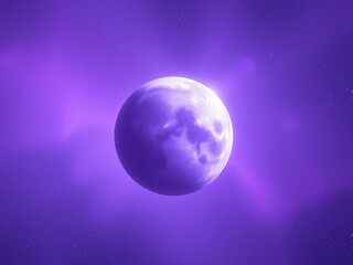 Wall Mural - Ethereal celestial body floating in a void of shimmering purple gas, starlight, nebula