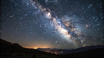 Wall Mural - night sky with twinkling stars and galaxy, black, night, stellar, sky