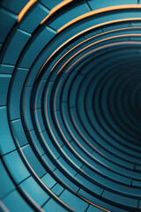 Wall Mural - a close-up view of a futuristic, circular tunnel with glowing edges, showcasing a blend of blue and 