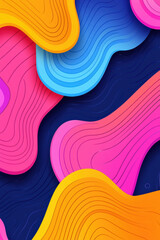 Wall Mural - Vibrant abstract waves in bold colors create a dynamic and modern background, perfect for digital designs, banners, or artistic projects.