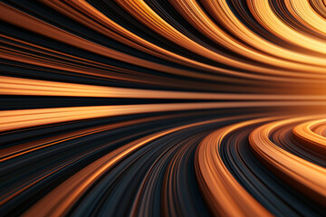 Wall Mural - an abstract design featuring flowing lines in vibrant orange and black colors, creating a dynamic se