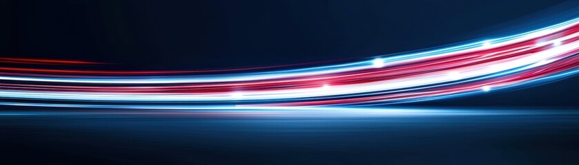Wall Mural - dynamic light trails in blue and red create a vibrant, modern background effect, perfect for technol