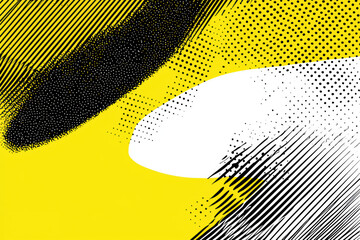 Wall Mural - abstract design featuring bold yellow background with dynamic black and white patterns, ideal for mo