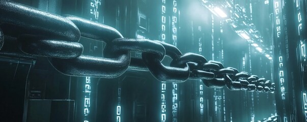 Aufkleber - Blockchain technology securing data stream in digital world