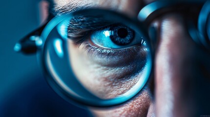 Leinwandbilder - Programmer wearing glasses working late at night on computer screen