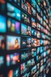 © Mikhail Vorobev - Dynamic wall of digital screens showcasing fast paced media content production in modern times