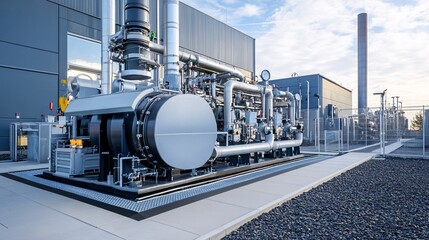 Poster - Industrial gas turbine generator transforming energy at power plant