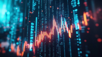 Poster - Modern Financial Growth Graph with Rising Arrow on Dark Blue Background - 3D Rendering Stock Market Investment Concept for Traders and Investors