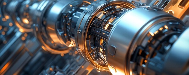 Leinwandbilder - Futuristic engine rotating and generating energy in a spaceship
