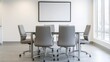 © pkproject - Empty Conference Room with Blank Wall Screen,Glass Table,and Chairs in Modern Professional Office