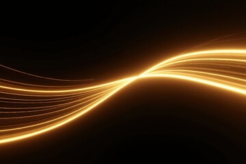 Wall Mural - abstract golden light wave on black background - futuristic and dynamic energy concept.