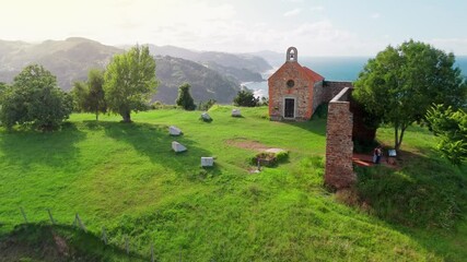 Wall Mural - Picturesque Andre Katalina Basaeliza church in Basque Country, northern Spain