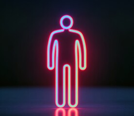 Poster - A neon outline of a person against a dark background, symbolizing modern art and technology.
