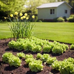 Wall Mural - a selective focus shot of a green garden