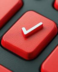 Leinwandbilder - A close-up of a red checkmark key on a keyboard, symbolizing affirmation, approval, or confirmation in digital interfaces.