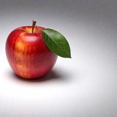 Canvas Print - A high-resolution ultrarealistic image of a single, vibrant red apple with a smooth, glossy surface, expertly rendered in digital art. The apple is centrally positioned against a stark white backgroun