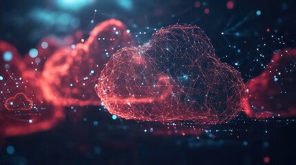 Leinwandbilder - Futuristic network of cloud computing and blockchain technology - A vibrant 3d polygonal illustration depicting the interconnected world of digital currency and modern tech