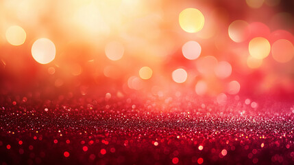  Festive abstract red glitter background with sparkling bokeh lights, perfect for creating vibrant and celebratory designs.