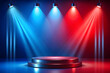 © Bg-guy - red and blue elegant product display podium background