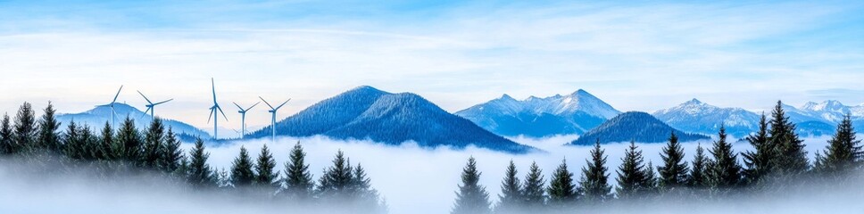 Wall Mural - German Brandenburg's foggy autumn morning panorama