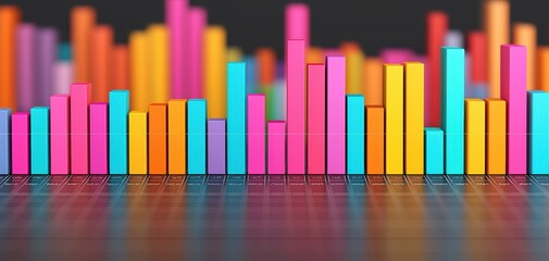 Aufkleber - Quality management  continuous improvement concept. A vibrant display of colorful bar graphs representing data visualization and analytical insights.