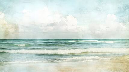 Wall Mural - Peaceful watercolor waves on splattered grunge wallpaper