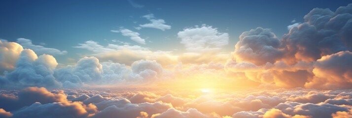 Wall Mural - beautiful cumulus clouds at sunset  in the panoramic blue sky