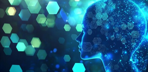 Conceptual illustration of digital neuron power in stock automation and its connection to the genius brain.