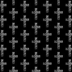 Canvas Print - Christ cross seamless pattern isolated on black background