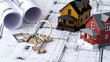 house keys on drawings and house model
