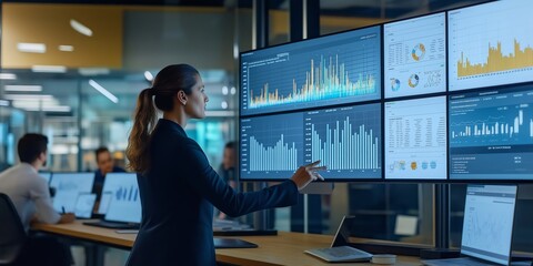 Poster - Modern Business Data Analysis uses advanced analytics to create impactful charts and graphs, promoting collaboration through interactive dashboards that boost performance and productivity