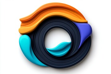 Aufkleber - A simple road icon with a curve, flat design, and pastel colors on a white background