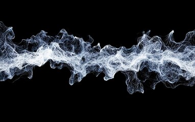 Canvas Print - abstract representation of flowing white smoke against a black background in a seamless and continuo