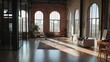 © Rere_Art151 - A Spacious Loft with Exposed Brick Walls, Arched Windows, and Wooden Floors