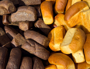 Wall Mural - Two different types of bread, one brown and one yellow