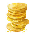 © Farzan - A watercolor vector of a Stack of Gold Coins, isolated on a white background. Stack of Gold Coins vector.