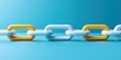 © fair - A close-up of interlinked chains in blue and yellow against a gradient background, symbolizing connection and strength.