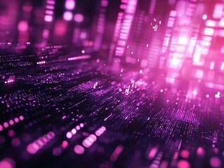 Aufkleber - Abstract digital background with pink lights and glowing data streams.