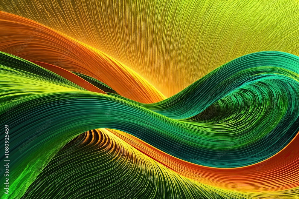 Dynamic Green and Orange Gradient Background with Textured Waves and ...