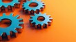 © AbstractAI - Interconnected gears on a vibrant orange backdrop symbolizing collaboration and teamwork in a 3D representation