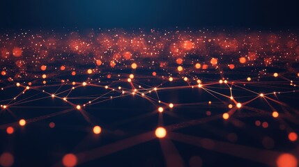 Wall Mural - technology network background with connecting dots and lines on a dark backdrop.