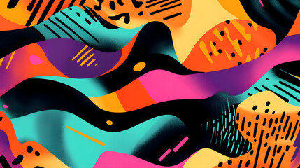 Wall Mural - colorful 80s or 90s retro pattern, shapes and design for print, textile or background