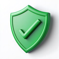 Wall Mural - green 3d shield protection icon with check for online payment on white background concept, user acco