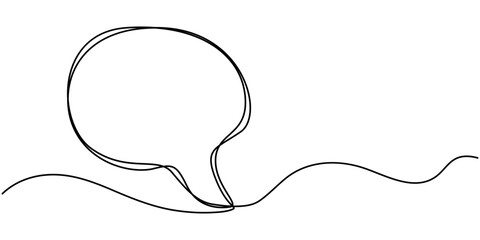 Continuous one single line drawing of speech bubble icon. Talk text box, feedback message box and comment vector, Speech Bubble Single Line Icon, One line drawing Speech bubble vector. Communication.
